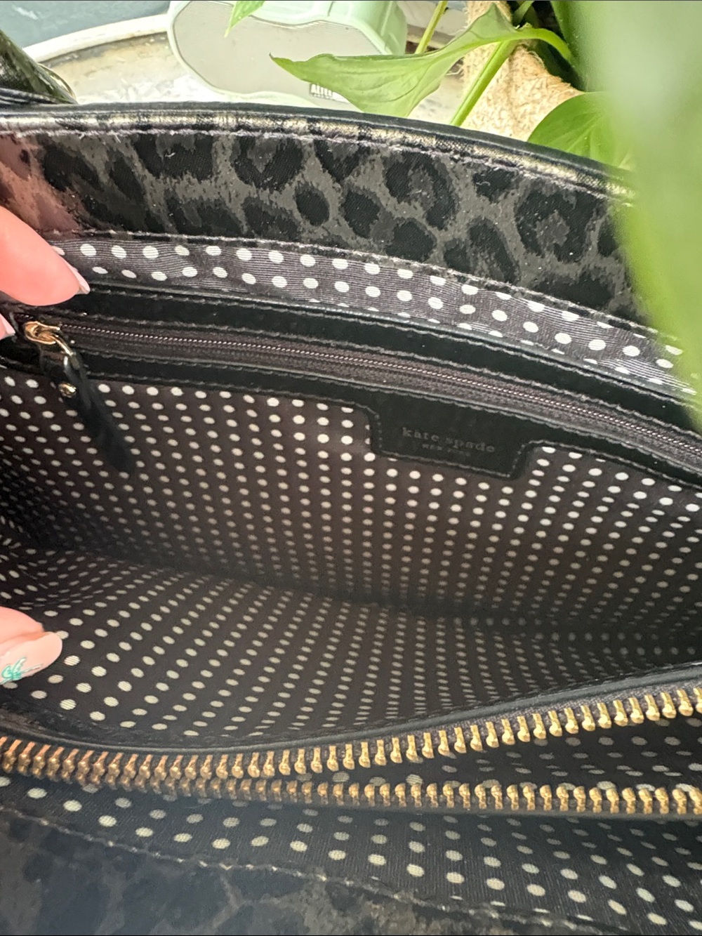 kate spade Leopard Print Patent Leather Tote in Brown and Black - Picture 6 of 9